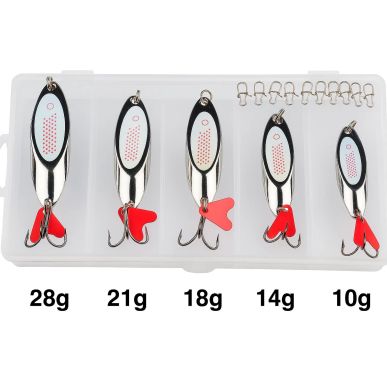 10/14/18/21/28g Fishing Spoons in Plastic Box