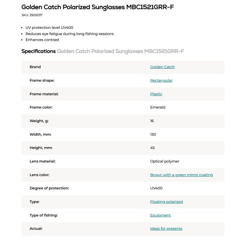 Golden Catch Polarize Güneş Gözlüğü MBC1521GRR-F