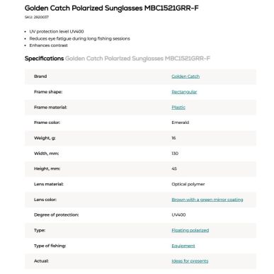 Golden Catch Polarize Güneş Gözlüğü MBC1521GRR-F