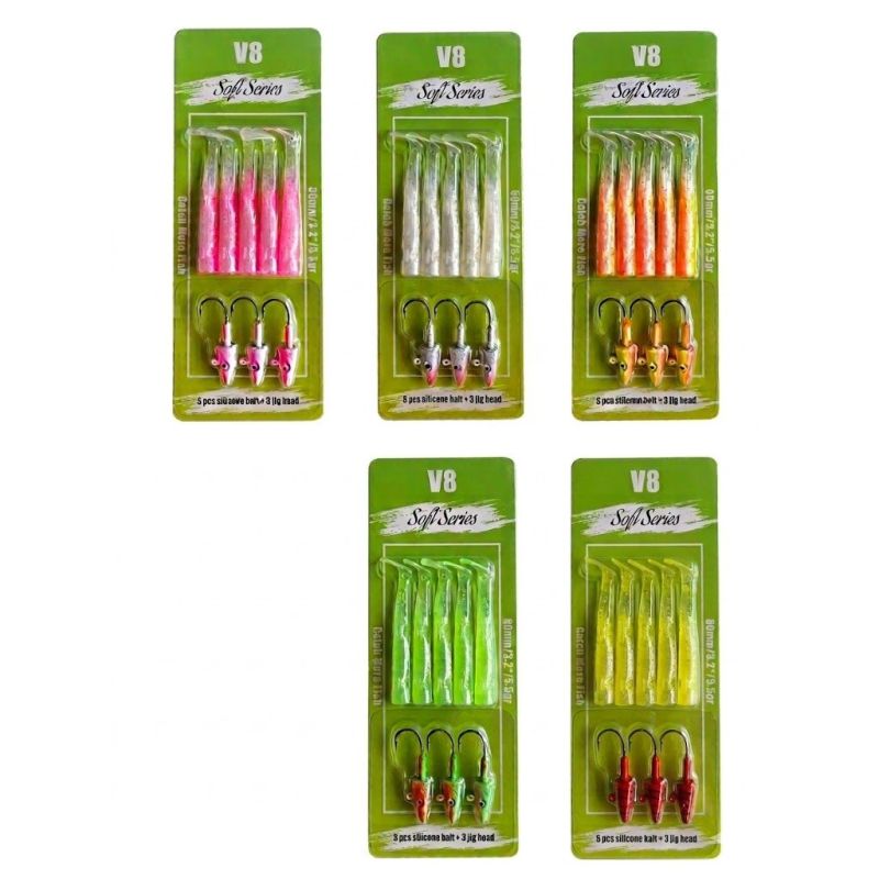Ikatere V8 8cm 5.5g Silikon Yem (3 Adet Jighead İçerir)