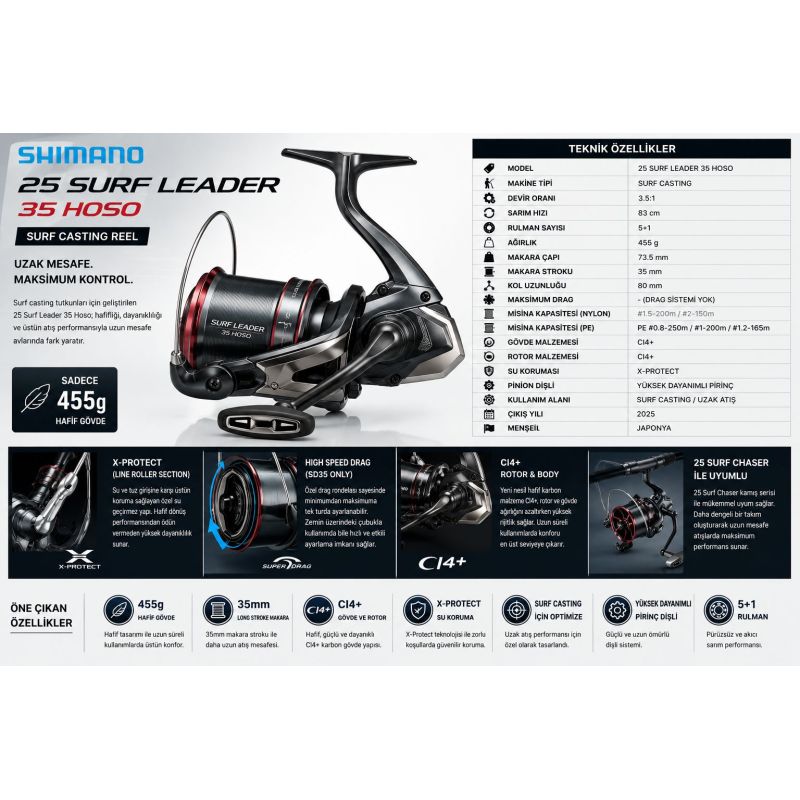 Shimano 25 SURF LEADER 35 HOSO