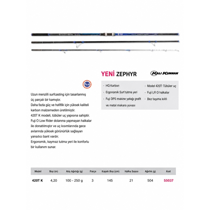 KALI KUNNAN ZEPHYR 420T K SURF CASTING ROD