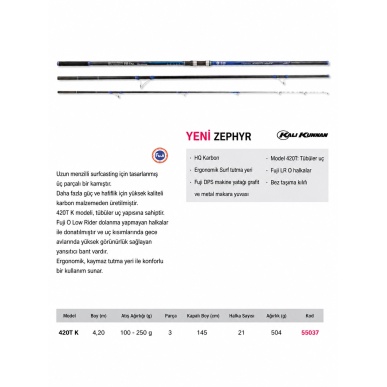 KALI KUNNAN ZEPHYR 420T K SURF CASTING ROD