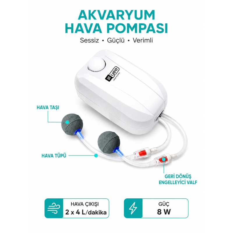 2*4L/Min 8w Güç Hava Pompası