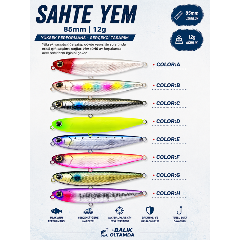 85mm/12g Topwater Pencil Lures