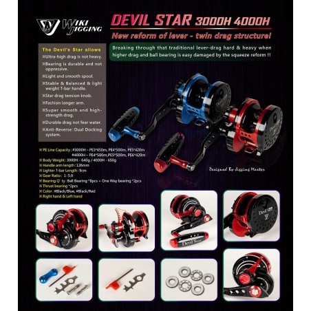 WIKI Devil Star Çift Draglı Jigging Makinası (1:6.0 Turbo Düğmeli)